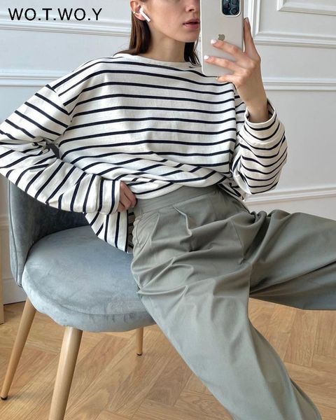 women's t-shirt wotwoy casual striped long sleeve knitted t-shirt women spring cotton female black white loose fit harajuku tee shirt
women's t-shirt wotwoy casual striped long sleeve knitted t-shirt women spring cotton female black white loose fit harajuku tee shirt