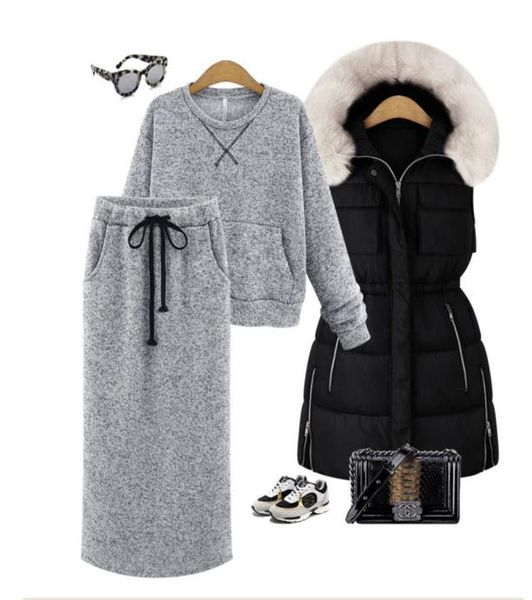 women two piece set cashmere warm hoodies pockets casual calflength skirt lace up maxi dresses elegant suits woman clothes3483257, Black;gray
women two piece set cashmere warm hoodies pockets casual calflength skirt lace up maxi dresses elegant suits woman clothes3483257, Black;gray