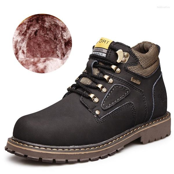 boots genuine leather autumn winter men shoes warm plush for cold military ankle botas men's ka522, Black
boots genuine leather autumn winter men shoes warm plush for cold military ankle botas men's ka522, Black