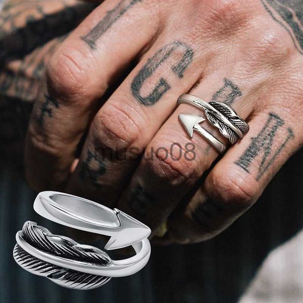 band rings men arrow ring stainless steel feather rings boho tings for men jewelry j230817, Silver
band rings men arrow ring stainless steel feather rings boho tings for men jewelry j230817, Silver