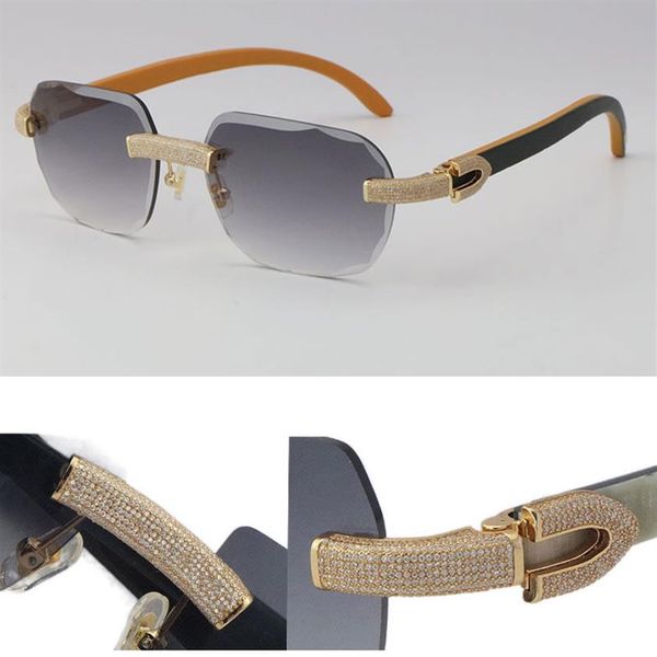 2022 new limited edition model micro-paved diamond sunglasses original wood rimless sun glasses 18k gold c decoration male female 275q, White;black
2022 new limited edition model micro-paved diamond sunglasses original wood rimless sun glasses 18k gold c decoration male female 275q, White;black