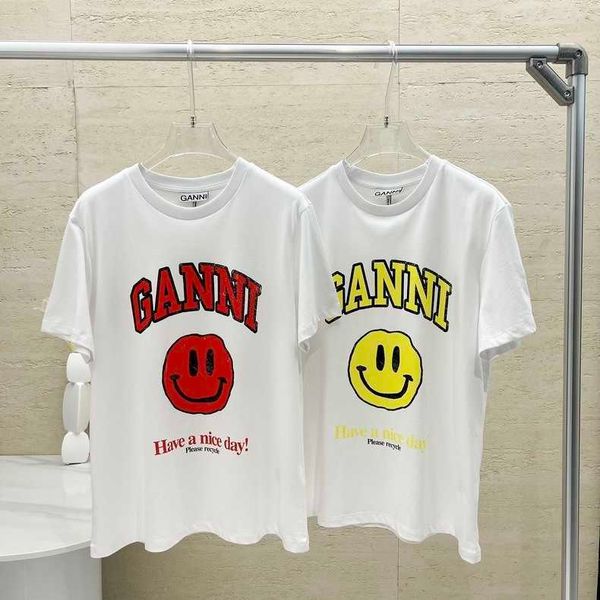 ganni 23ss women designer fashion t shirt printed cotton tee classic yellow face pattern loose versatile tees white round neck short sleeve
ganni 23ss women designer fashion t shirt printed cotton tee classic yellow face pattern loose versatile tees white round neck short sleeve