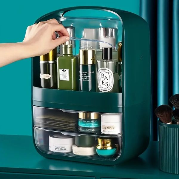 1pc cosmetic storage box, portable dustproof waterproof makeup organizer, dressing table box with drawer, lipstick skin care product desksto
1pc cosmetic storage box, portable dustproof waterproof makeup organizer, dressing table box with drawer, lipstick skin care product desksto