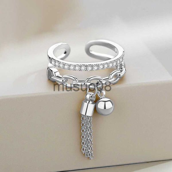 band rings 2023 new link chain tassel gold color ring crystal with pendant charm fingure ring for women opening adjustable ring j230817, Silver
band rings 2023 new link chain tassel gold color ring crystal with pendant charm fingure ring for women opening adjustable ring j230817, Silver