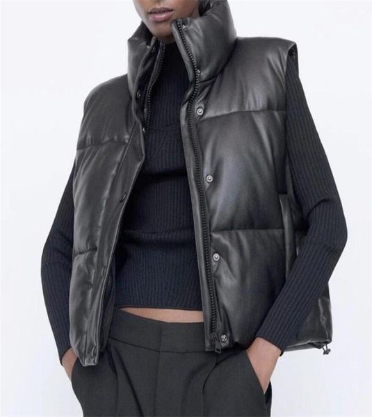 za women black warm faux leather vest coat casual zipper sleeveless jacket female short cotton outwear 2111125204138, Black;white
za women black warm faux leather vest coat casual zipper sleeveless jacket female short cotton outwear 2111125204138, Black;white