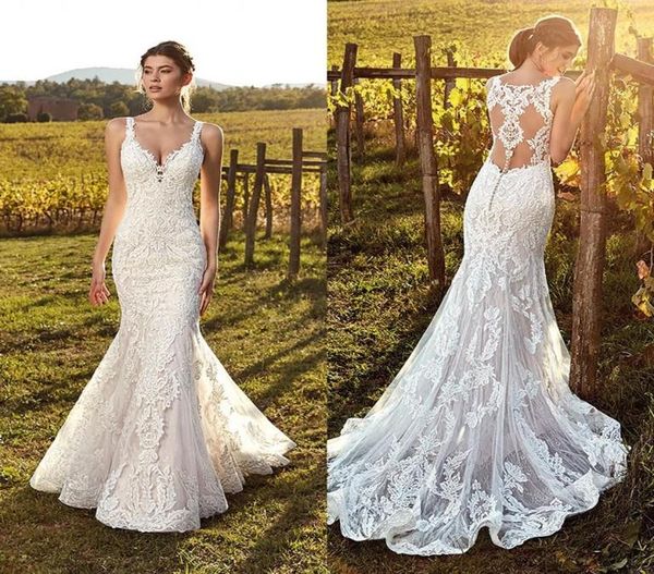 2022 vintage ivory straps deep v neck lace mermaid wedding dresses full lace tulle summer beach wedding bridal gowns illusion back6579188, White
2022 vintage ivory straps deep v neck lace mermaid wedding dresses full lace tulle summer beach wedding bridal gowns illusion back6579188, White
