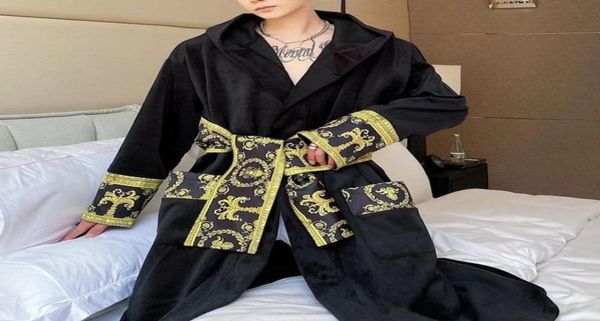 men039s sleepwear luxury winter black gold paisley velvet robe men long nightgown hooded warm bath clothing9537361, Black;brown 
men039s sleepwear luxury winter black gold paisley velvet robe men long nightgown hooded warm bath clothing9537361, Black;brown