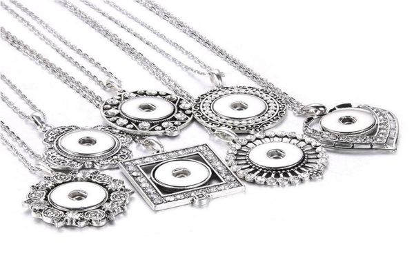 new snap button necklace jewelry rhinestone crystal metal pendant for women fit diy 20mm 18mm snap buttons bbyozi4745017, Silver