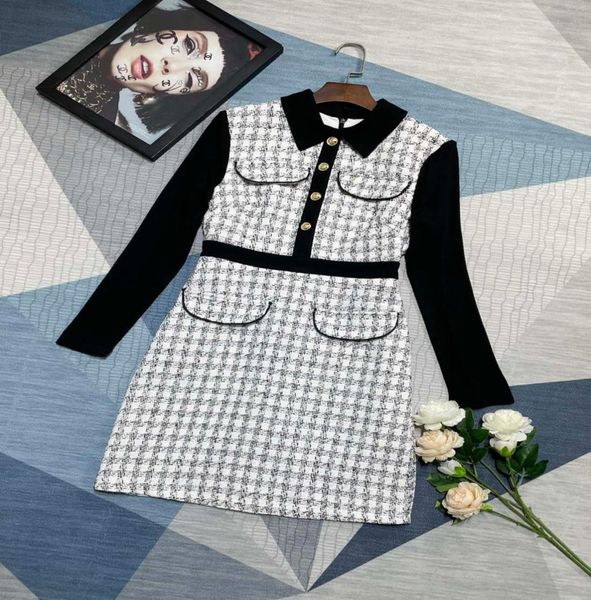 milan runway dress 2021 tweed patchwork women dress designer lapel neck long sleeves buttons vestidos de festa 10020211902498, Black
milan runway dress 2021 tweed patchwork women dress designer lapel neck long sleeves buttons vestidos de festa 10020211902498, Black
