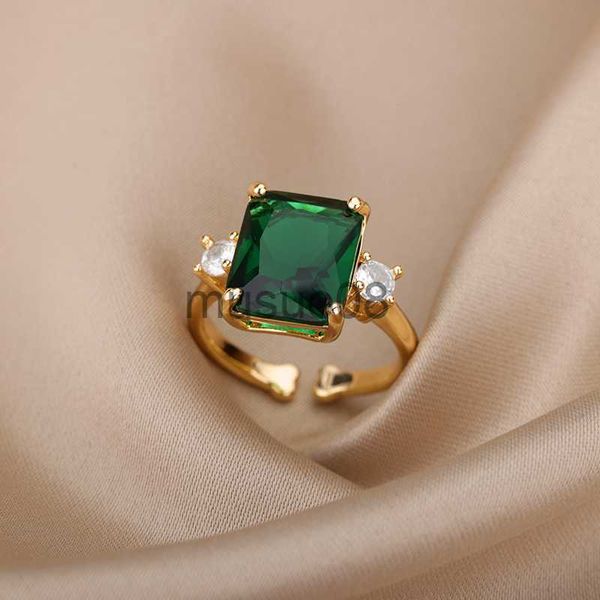 band rings big green zircon square stone rings for women stainless steel square stone adjustable ring party aesthetic punk jewelry gift j230, Silver
band rings big green zircon square stone rings for women stainless steel square stone adjustable ring party aesthetic punk jewelry gift j230, Silver
