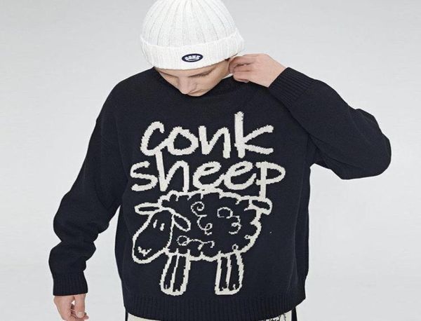 men039s sweaters conk sheep cartoon dark women sweater korean vintage casual oneck punk style streetwear harajuku kawaii u9071968, White;black
men039s sweaters conk sheep cartoon dark women sweater korean vintage casual oneck punk style streetwear harajuku kawaii u9071968, White;black