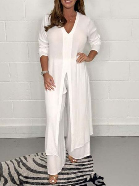 womens two piece pants summer fashion long wide leg set elegant split high waist sports large size 230817, White
womens two piece pants summer fashion long wide leg set elegant split high waist sports large size 230817, White