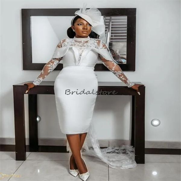 african short wedding dress 2023 long sleeve tea length boho bride dress lace train o neck rustic bohemian bridal gowns arabic vestidos de n, White
african short wedding dress 2023 long sleeve tea length boho bride dress lace train o neck rustic bohemian bridal gowns arabic vestidos de n, White