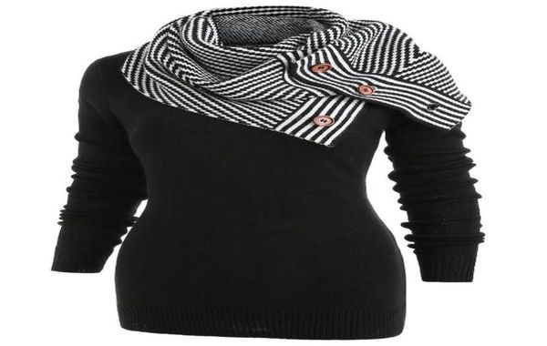 wipalo plus size pullover sweater women buttons crew neck long sleeve sweater with striped scarf winter knitting ladies 8181528, White;black
wipalo plus size pullover sweater women buttons crew neck long sleeve sweater with striped scarf winter knitting ladies 8181528, White;black