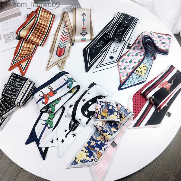 scarves 2021 satin diy printed small scarf women's ribbon handbag narrow long wrist small ribbon fashion hairband scarf packaging z2308, Blue;gray
scarves 2021 satin diy printed small scarf women's ribbon handbag narrow long wrist small ribbon fashion hairband scarf packaging z2308, Blue;gray
