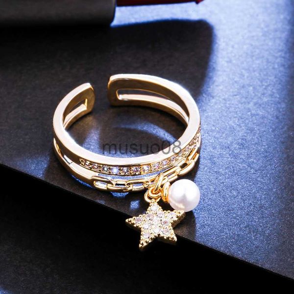 band rings resizable pearl and star pendant copper rings for women 2 layer zircon female open finger rings for girlfriend valentines gift j2, Silver
band rings resizable pearl and star pendant copper rings for women 2 layer zircon female open finger rings for girlfriend valentines gift j2, Silver