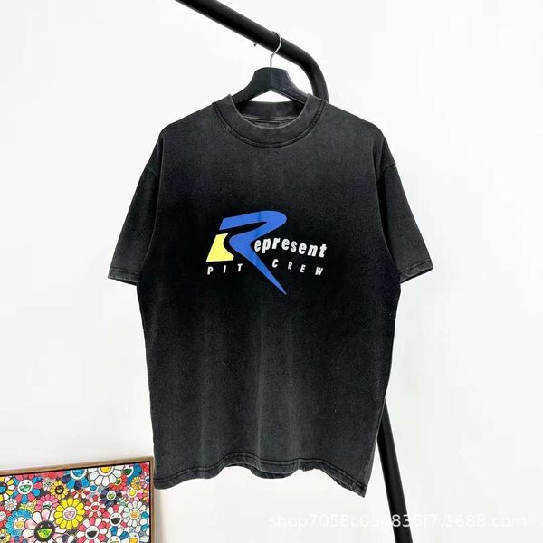 representative chest large r letter printed wash short sleeve men's and women's couple loose t-shirt, White;black
representative chest large r letter printed wash short sleeve men's and women's couple loose t-shirt, White;black