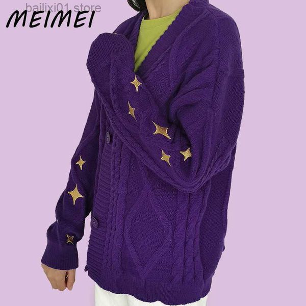 women's sweaters chic vintage star embroidery knitted cardigan casual button up v neck long sleeve sweater y2k autumn loose cardigan st, White;black
women's sweaters chic vintage star embroidery knitted cardigan casual button up v neck long sleeve sweater y2k autumn loose cardigan st, White;black