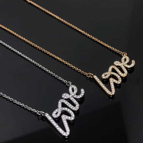 versatile new tiffay necklace love love letter screen gold plated diamond women's minimalist collar chain, Black
versatile new tiffay necklace love love letter screen gold plated diamond women's minimalist collar chain, Black