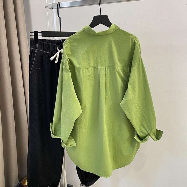 hong kong style loose white shirt womens mid length spring and autumn korean long sleeved folded casual green
hong kong style loose white shirt womens mid length spring and autumn korean long sleeved folded casual green