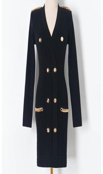 women milan runway dresses v neck long sleeve knitted dress with gold chains fashion slim knit dress4828772, Black
women milan runway dresses v neck long sleeve knitted dress with gold chains fashion slim knit dress4828772, Black