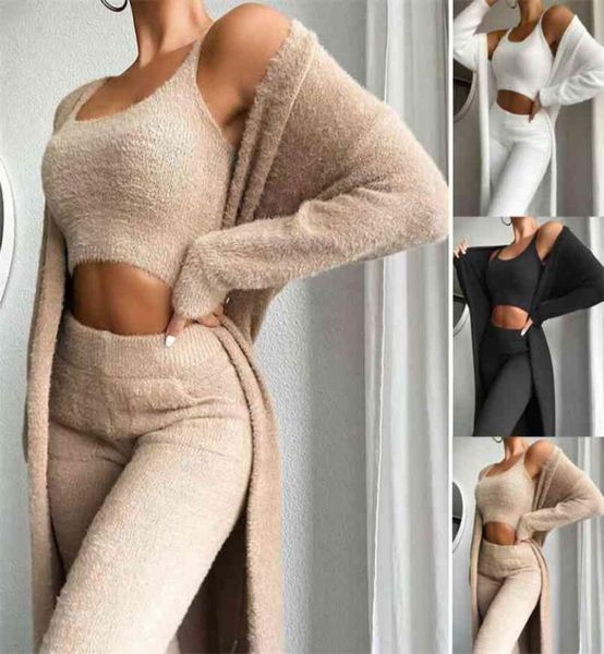 woemn teddy lounge wear set women 3 piece tracksuits fleece pyjamas sets female nightwear cardigan sleepwear lingerie 2108093935969, Black;red
woemn teddy lounge wear set women 3 piece tracksuits fleece pyjamas sets female nightwear cardigan sleepwear lingerie 2108093935969, Black;red