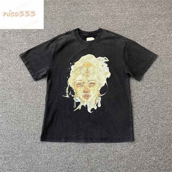 23ss new ga depts character portraits gold letters washed and old round neck loose versatile men women casual short sleeved, White;black
23ss new ga depts character portraits gold letters washed and old round neck loose versatile men women casual short sleeved, White;black