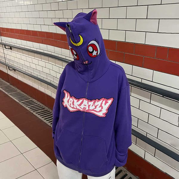 kakazzy american cartoon cat cute age reducing full zip sweater men's and women's autumn new top, Black
kakazzy american cartoon cat cute age reducing full zip sweater men's and women's autumn new top, Black