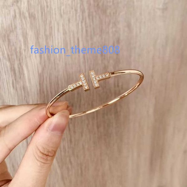 diamond inlaid double t bracelet opening women's bangle net red coil 18k rose gold niche design, Black
diamond inlaid double t bracelet opening women's bangle net red coil 18k rose gold niche design, Black