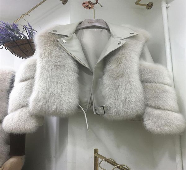 2020 new design women039s pu leather patchwork turn down collar long sleeve faux fox fur short jacket coat casacos7501280, Black
2020 new design women039s pu leather patchwork turn down collar long sleeve faux fox fur short jacket coat casacos7501280, Black