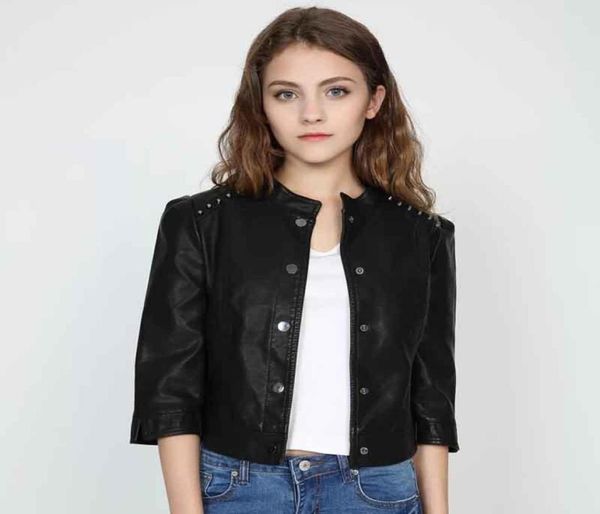 women039s jackets black button autumn short slim locomotive pu leather studded cropped sleeve jacket 6533216, Black;brown
women039s jackets black button autumn short slim locomotive pu leather studded cropped sleeve jacket 6533216, Black;brown