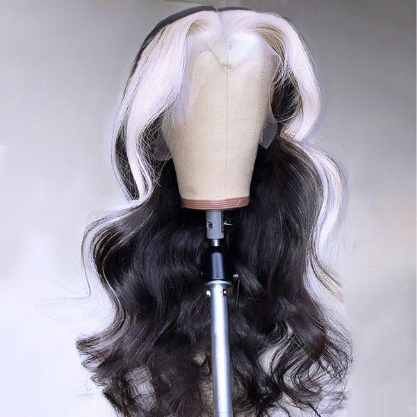 Free Part White Highlight Black Human Hair Lace Frontal Wig Transparent 13X4 Full Lace Body Wave Lace Front Wig Synthetic Heat Resistant
Free Part White Highlight Black Human Hair Lace Frontal Wig Transparent 13X4 Full Lace Body Wave Lace Front Wig Synthetic Heat Resistant