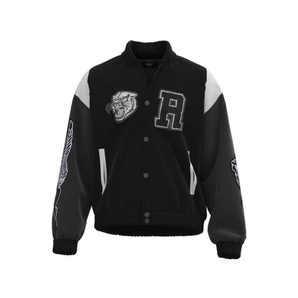 rep wool fabric white tiger angel embroidery loose tide brand leather sleeve baseball jacket coat s-xl, Black;brown
rep wool fabric white tiger angel embroidery loose tide brand leather sleeve baseball jacket coat s-xl, Black;brown