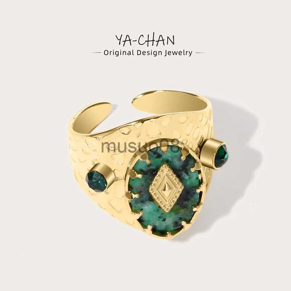 band rings yachan french vintage natural stone luxury rings for women stainless steel gold plated wide ring fashion jewelry j230817, Silver
band rings yachan french vintage natural stone luxury rings for women stainless steel gold plated wide ring fashion jewelry j230817, Silver