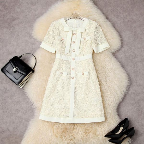 2023 summer embroidery floral lace ribbon tie dress short sleeve round neck panelled ribbon bow buttons short elegant casual dress224q, Black;gray
2023 summer embroidery floral lace ribbon tie dress short sleeve round neck panelled ribbon bow buttons short elegant casual dress224q, Black;gray