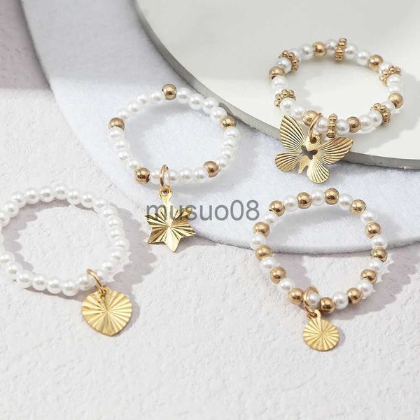 band rings 4pcs/set temperament pearl elastic rings simple colorful rice beads butterfly heart star pendant rings for women jewelry gift j23, Silver
band rings 4pcs/set temperament pearl elastic rings simple colorful rice beads butterfly heart star pendant rings for women jewelry gift j23, Silver