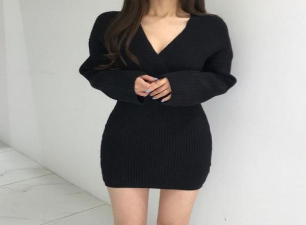 casual dresses women sweater deep v neck knitted mini dress 2021 autumn winter long sleeve black white6009094, White;black
casual dresses women sweater deep v neck knitted mini dress 2021 autumn winter long sleeve black white6009094, White;black