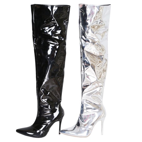 boots silver mirror thigh high boots women t show pointy toe club party shoes thin high heels over the knee long boots for women 230816, Black
boots silver mirror thigh high boots women t show pointy toe club party shoes thin high heels over the knee long boots for women 230816, Black