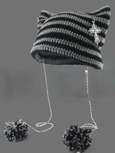 wide brim hats bucket hats cute devil knitted beanie hat ins skullies striped knitting cap autumn cat ears pointed women hats y2k gorro grun, Blue;gray
wide brim hats bucket hats cute devil knitted beanie hat ins skullies striped knitting cap autumn cat ears pointed women hats y2k gorro grun, Blue;gray