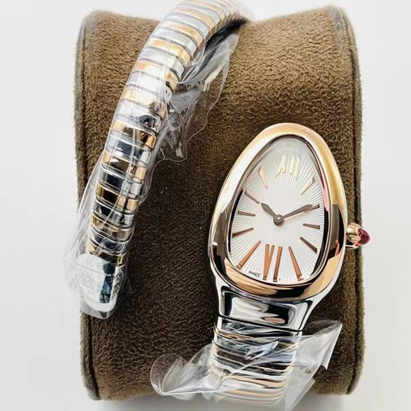 serpentine watch pink tourmaline head women's watch stone imported quartz movement triangular shape snake belly winding strap work exqu, Slivery;brown
serpentine watch pink tourmaline head women's watch stone imported quartz movement triangular shape snake belly winding strap work exqu, Slivery;brown