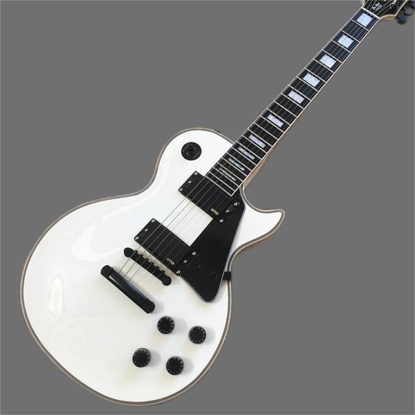 electric guitar, ebony binding, black hardware, white integrated guitar, custom guitar
electric guitar, ebony binding, black hardware, white integrated guitar, custom guitar