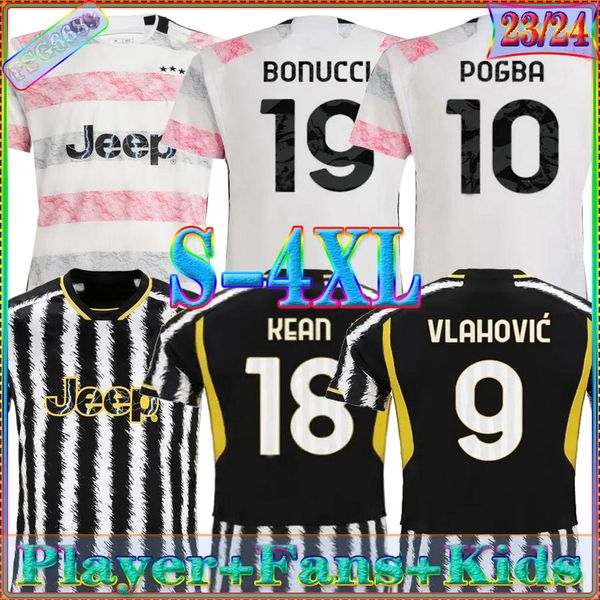 fans player soccer jerseys 2023 2024 home away milik di maria vlahovic kean pogba chiesa mckennie locatelli jerseys 23 24 men / kits kids un, Black;yellow
