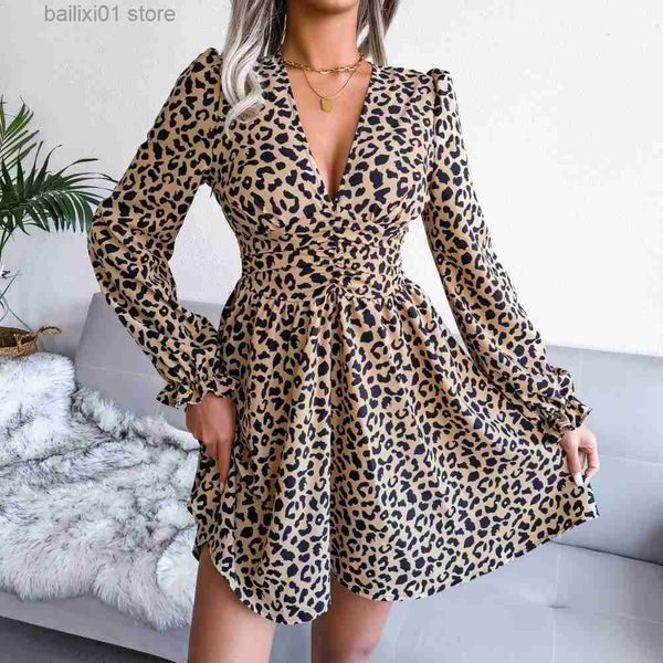 basic casual dresses women spring autumn v neck leopard long sleeve a line chic dress t230817, Black;gray
basic casual dresses women spring autumn v neck leopard long sleeve a line chic dress t230817, Black;gray