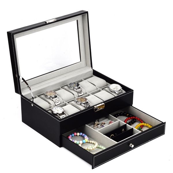 jewelry boxes 2 layer jewelry storage box watch box watch accessories display case holder pu leathe jewlrey organizer storage box with mirro, Black;white
jewelry boxes 2 layer jewelry storage box watch box watch accessories display case holder pu leathe jewlrey organizer storage box with mirro, Black;white
