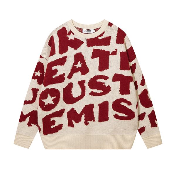 vintage full letter print baggy sweater for men and women knitted pullover woolen oversized
vintage full letter print baggy sweater for men and women knitted pullover woolen oversized