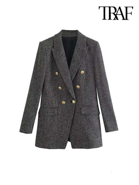 womens suits blazers traf women fashion tweed double breasted blazer coat vintage long sleeve flap pockets female outerwear chic vestes femm, White;black
womens suits blazers traf women fashion tweed double breasted blazer coat vintage long sleeve flap pockets female outerwear chic vestes femm, White;black