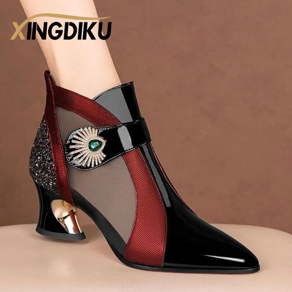 boots summer mesh breathable sandals with rhinestone decoration shaped heels retro british style sandals leather boots women 230816, Black
boots summer mesh breathable sandals with rhinestone decoration shaped heels retro british style sandals leather boots women 230816, Black