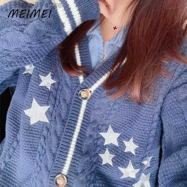women's sweaters vintage star embroidered knitted cardigan y2k v-neck single breasted long sleeve casual loose sweater baggy knitwear c, White;black
women's sweaters vintage star embroidered knitted cardigan y2k v-neck single breasted long sleeve casual loose sweater baggy knitwear c, White;black