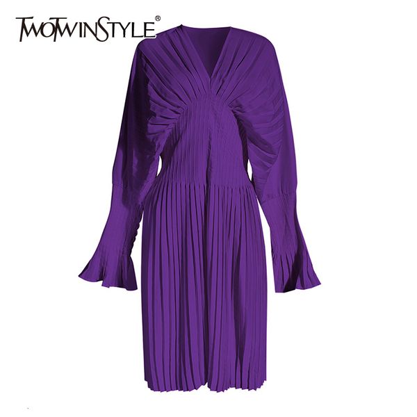basic casual dresses twotwinstyle vintage pleated dress women flare long sleeve v neck dresses female fashion clothes spring summer 230816, Black;gray
basic casual dresses twotwinstyle vintage pleated dress women flare long sleeve v neck dresses female fashion clothes spring summer 230816, Black;gray