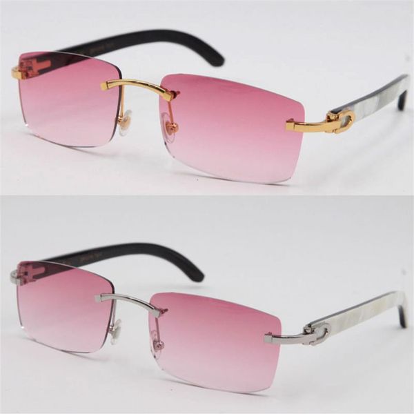 style 8200757 rimless black and white vertical stripes sunglasses buffalo horn genuine natural sun glasses fashion 18k gold meta f2868, White;black
style 8200757 rimless black and white vertical stripes sunglasses buffalo horn genuine natural sun glasses fashion 18k gold meta f2868, White;black